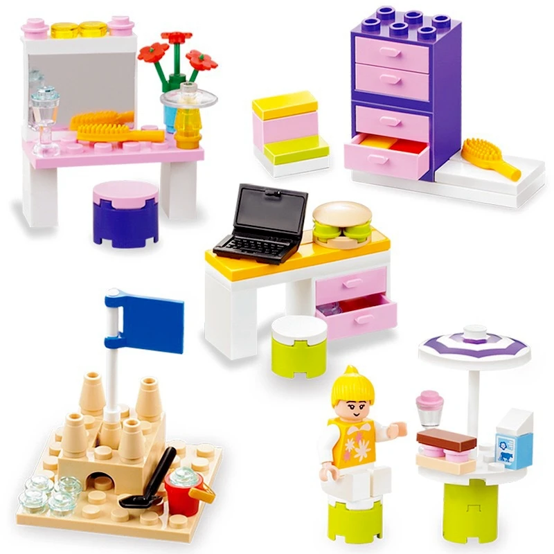 

Legoing Friends Blocks MOC Creator Furniture Dressing Mirror Building Blocks Bricks Toys for Children Friends Legoing Block Toy