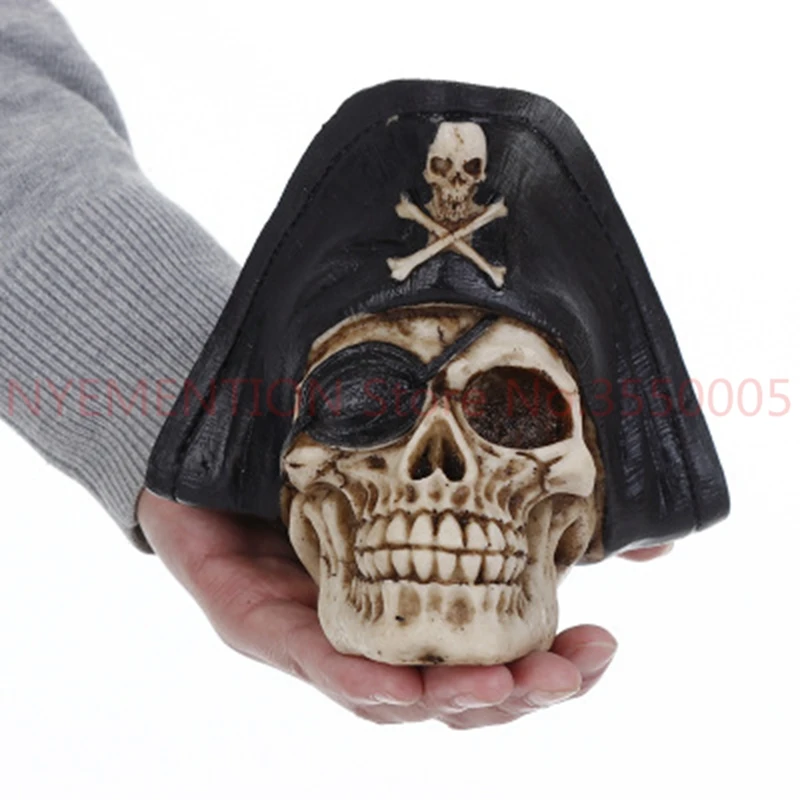 

Resin Craft Statues For Decoration Buccaneer Skull Head Creative Skull Figurines Sculpture Home Decoration Accessories 10pcs