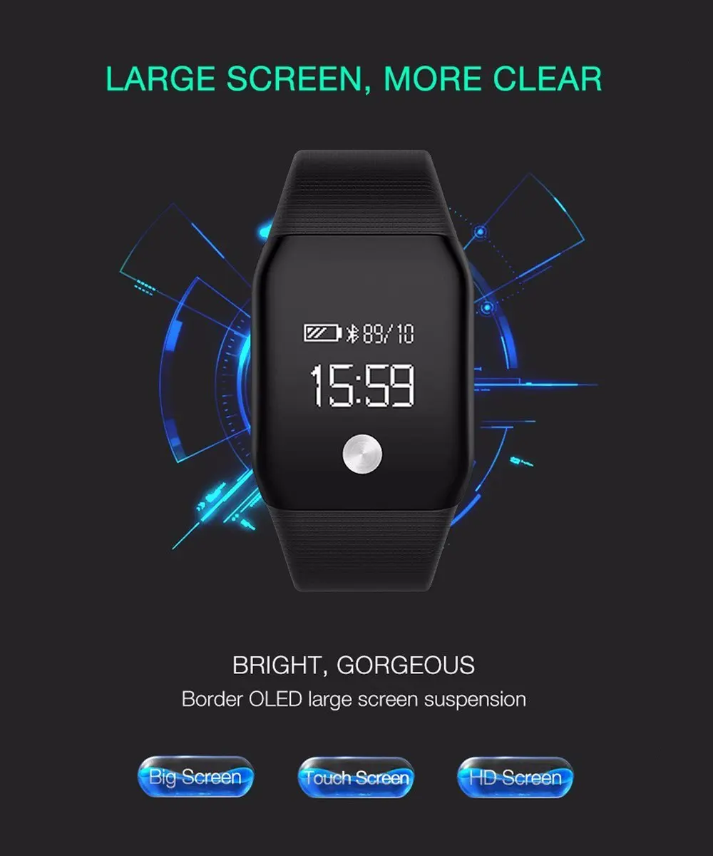 A98 Sports Smart Wristband Bracelet Watch Blood Oxygen Pedometer Fitness Heart Rate Monitor for Samsung Galaxy A9 A8 A7 A5 A3
