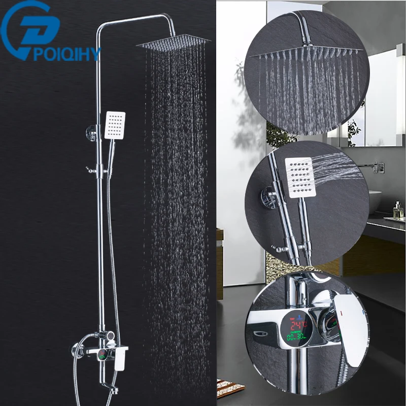 

Bathroom Shower Set Faucet Rainfall Temperature Screen ShowerSet Faucet Tub With Handheld Sprayer Mixer Tap
