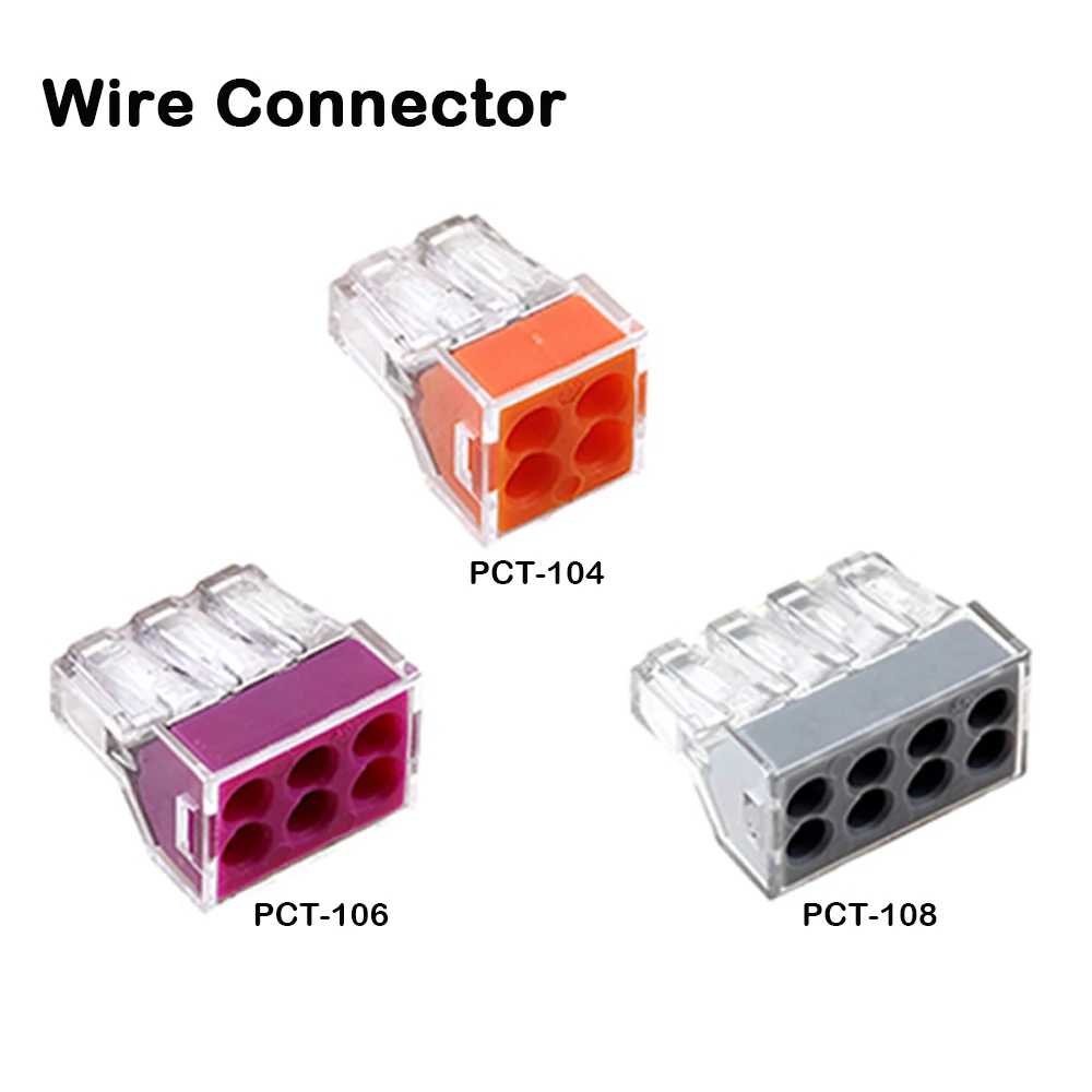 

PCT-104 106 108 Universal Compact Wire Wiring Connector 2/4/6 Pin Conductor Terminal Block With Lever 0.75-2.5mm2