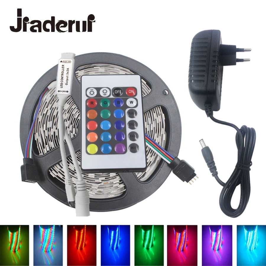 Jiaderui 5 м 10 RGB Светодиодная лента комплект SMD 5050 2835 Гибкая + контроллер адаптер