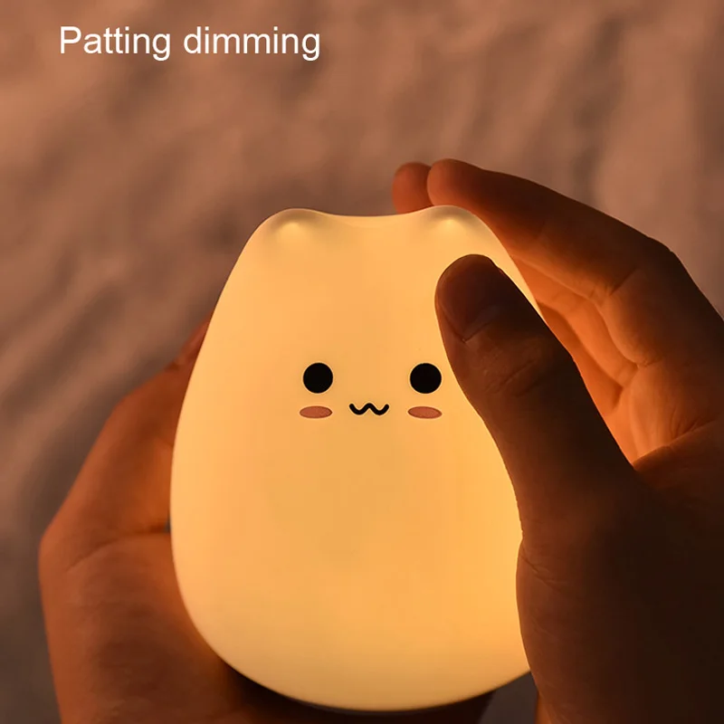  LED Night lamp decorate desk dream light battery cute cat 7colourful holiday creative bulb for kid 