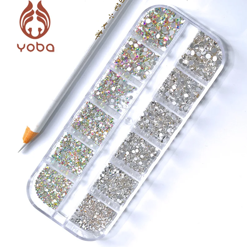 

AAA Quality Nail Rhinestones Kit Crystal AB Colorful Non Hot Fix Rhinestone Shiny Nail Decoration Glass Stones Set B1100