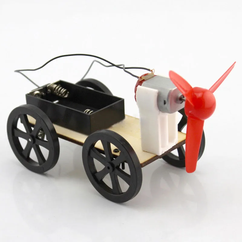 

DIY Wind Power Car Model Running Handmade Toys Physical Gizmo Building Blocks Kits Assembled Toy Educational Toy for Kids