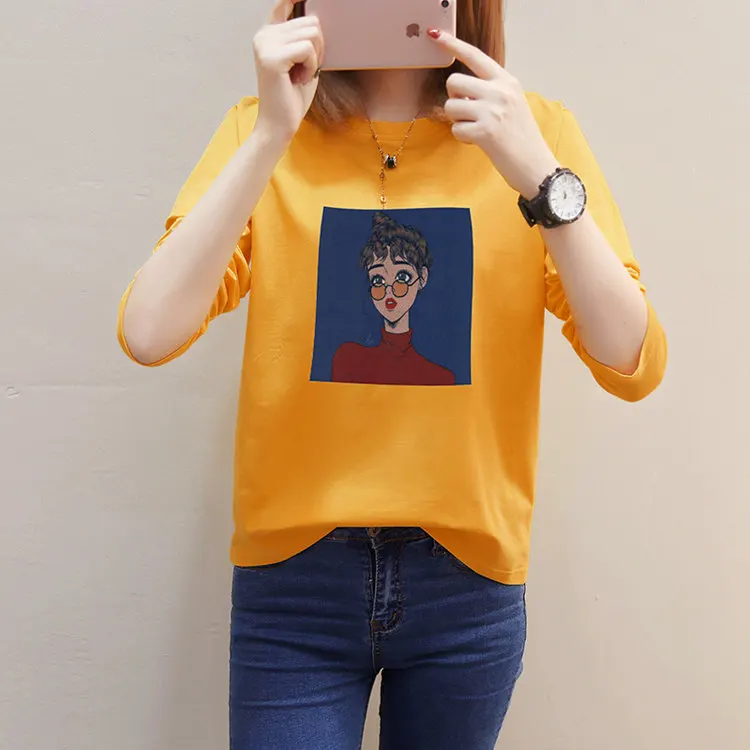 Autumn Cartoon Printed Tshirts Women's Long Sleeve T-shirt Female Casual Tees M-XXL Cotton T-shirts For Women Poleras Mujer 2019 (11)