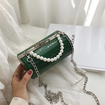 

2019 summer fashion new handbag high quality women's bun tote bag bracelet pearl chain single shoulder shoulder qq255