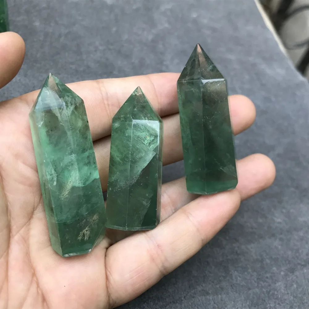 Natural Green fluorite obelisk quartz crystal wand point for healing (3)