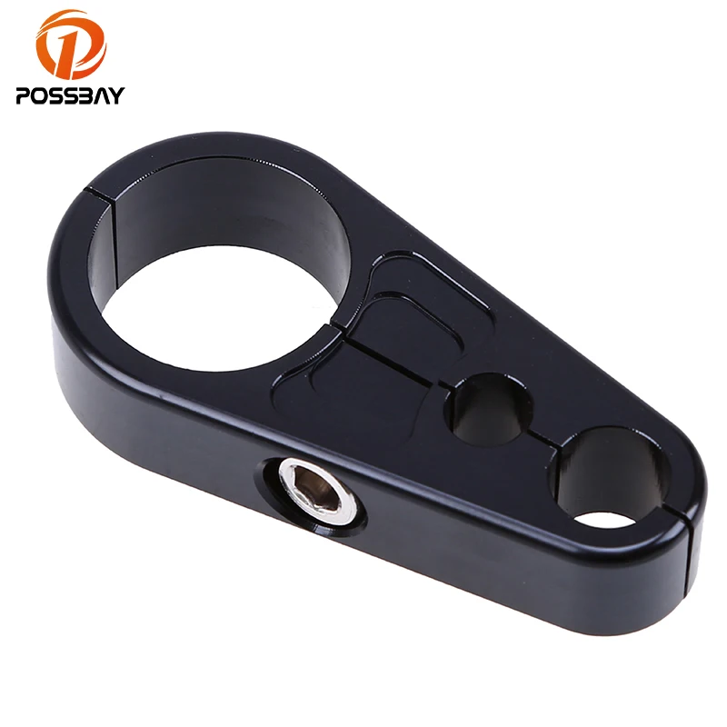 POSSBAY 1" Bike Motorcycle Brake Clutch Wire Cable Handlebar Clamp Clip Holder Cafe Racer for