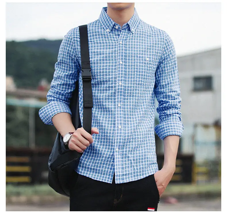 5XL Plaid shirts men clothing Autumn Spring Cotton long sleeve Top quality male shirts dress Brand Muls Plus size 2017 New DJ359-1