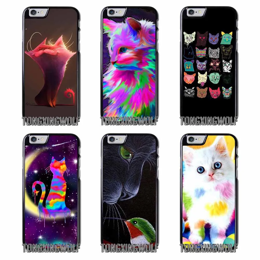 Красочные кошки Чехол для iPhone 4s 5s SE 6S 7 8 9 плюс XR XS Max Samsung Note S4 S5 S6 S7 S8 S9 Edge Mini |