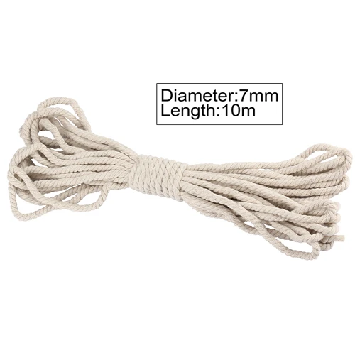 7 мм Диаметр белый бежевый 10 метров хлопок витой шнур плетение из веревок макраме искусство шнурок для ремесла DIY ручной работы моток веревки - Цвет: 7mm 10 meters