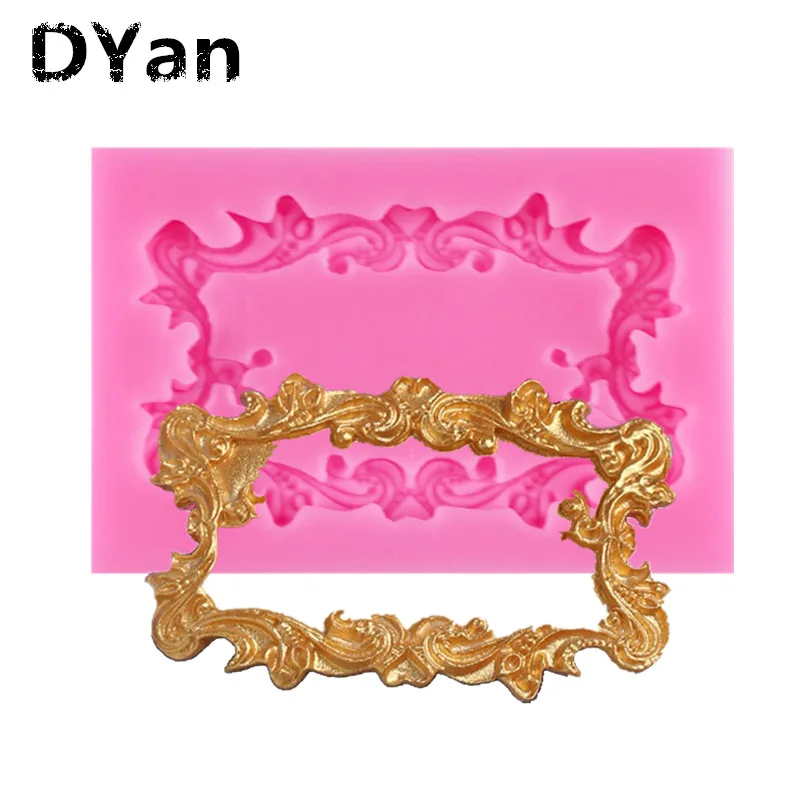 

Free Shipping DIY Silicone Mold Fondant Fondant Cake Vintage Frame Silicone Mold Chocolate Cake Mold A1022