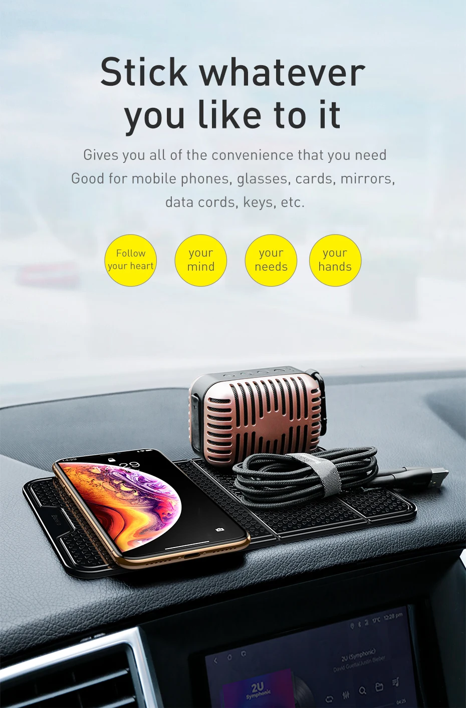 mobile grip holder Baseus Foldable Car Phone Holder For iPhone Sumsung Xiaomi Wall Sticker Magic Holder Nano Rubber Pad Car Mount Holder Stand mobile phone holder