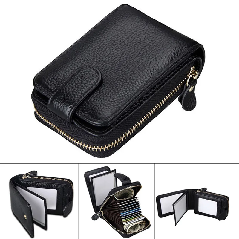 

Men Women ID Credit Card Holder RFID Signal Blocking Cards Case Zipper Organizer Security Wallet New
