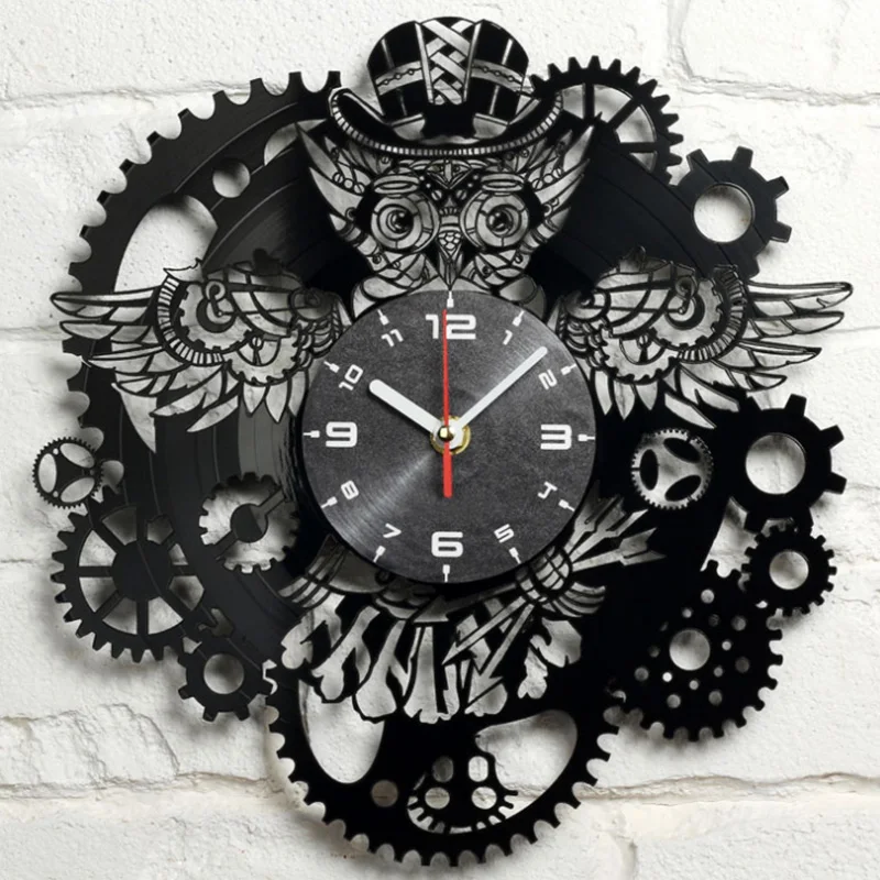 

New Wall Clock 3D Acrylic PUNK Owl Gear Clock Hanging Watch On The Wall Nostalgic Steam Quartz Wall Clock For Home Decoration