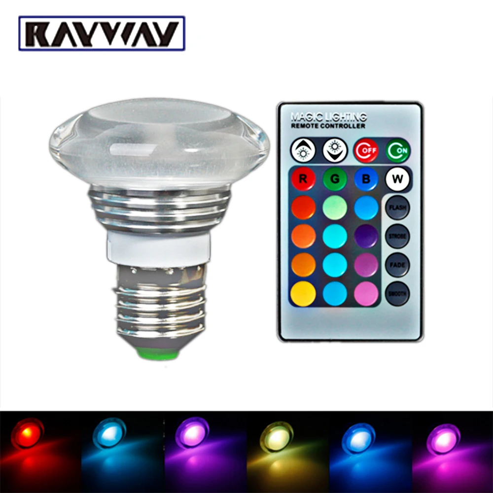 

RAYWAY E27 3W LED RGB Crystal Light Bulb Lamp With Remote Control party bar holiday decorate lighting Crystal Mushroom bulbs