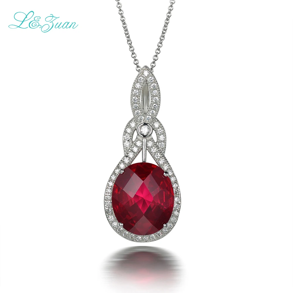 

925 sterling silver natrual ruby pendant red gemstones charm necklace with silver chain gift Top luxury ruby necklace Hot