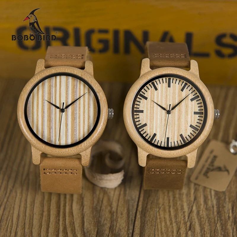 BOBO BIRD WA20A21 Casual Wooden Watch Men Bamboo Quartz Watches With Leather Straps relojes mujer marca de lujo With Gift Box
