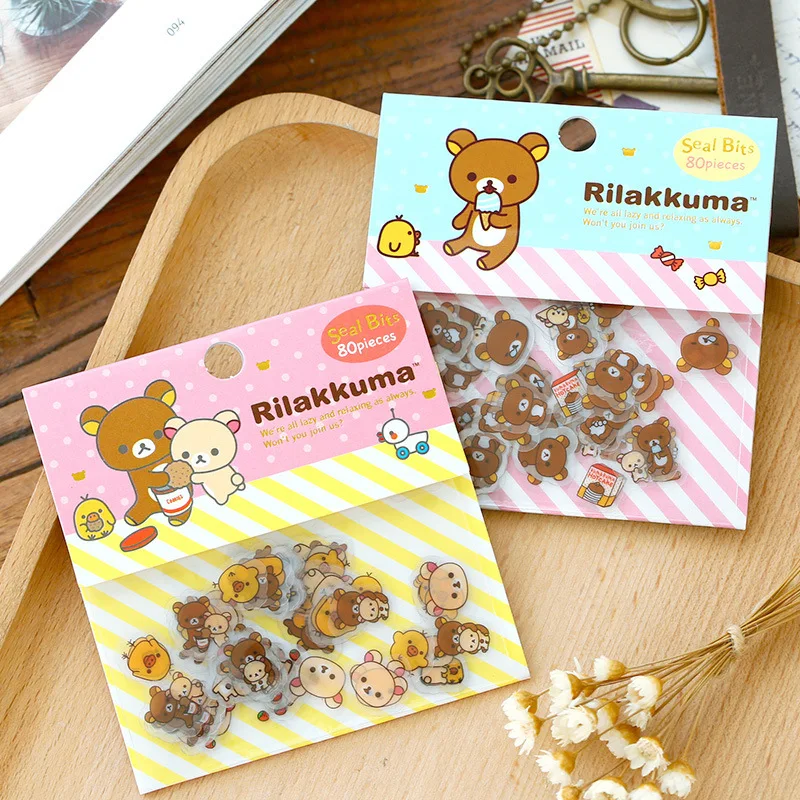 

80 pcs/lot cute Rilakkuma mini paper sticker bag DIY diary planner decoration sticker album scrapbooking kawaii stationery