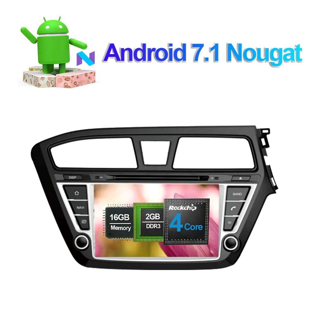 Discount 7 Inch Android 8.0 Octa Core 4GB RAM Car GPS Navigation For Hyundai I20 2014- Right Hand Driving CD DVD Multimedia Player 1