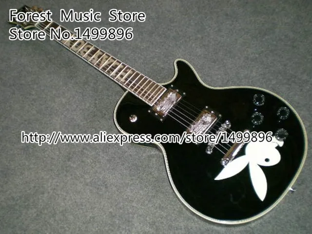 Cheap Custom Black Binding Guitar Body LP Electric Guitar with Rabbit Head and PLAYBOY Inlay From China Factory