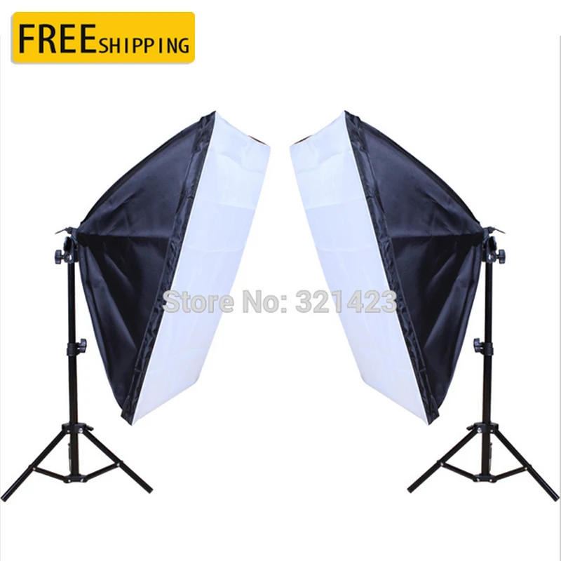 

2PCS 50*70cm Continuous Lighting Softbox Single Lamp Holder 75cm Light Stand Photography Kit for Photo Studio