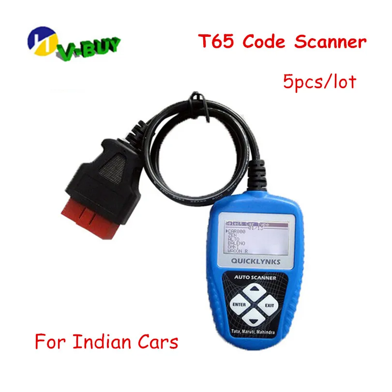 

5pcs/lot DHL Free T65 Auto Scanner for Indian cars T65 Code Reader Indian OBDII OBD2 EOBD auto code reader for Tata/Maruti