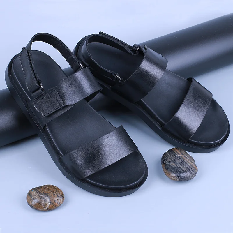 

Men's Rome sandals summer men's casual bottom breathable Genuine leather beach shoes all-match cowhide Sneakers Men Slippers