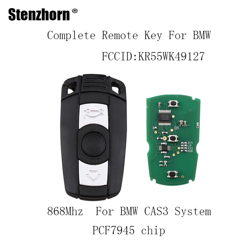 

QWMEND 3Buttons 868Mhz Car Remote key DIY For BMW 1/3/5/7 Series CAS3 X5 X6 Z4 KR55WK49127 PCF7952 Chip Car key