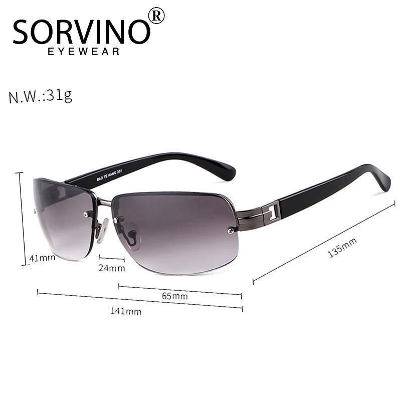 SORVINO Luxury Rimless Rectangle Sunglasses Men Designer 90s Flat Top Crystal Green Brown Tint Rave Sun Glasses Shades SP62