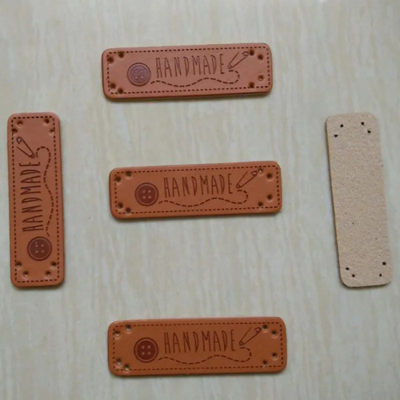 15 mm * 50 Button logo Handmade labels PU leather Sewing label Patches 10 pcs/lot | Дом и сад