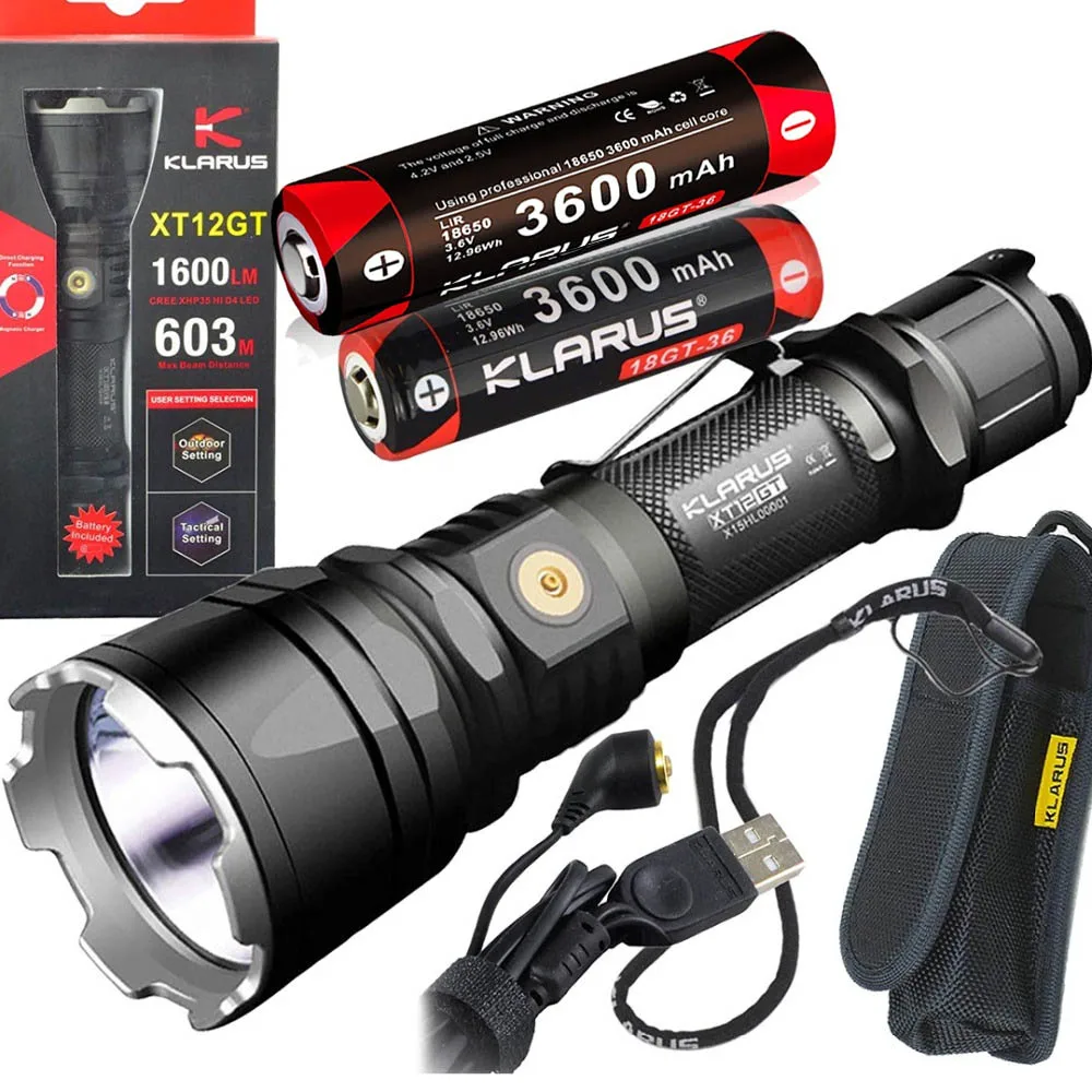 Фонарь KLARUS XT12GT CREE XHP35 HI D4 светодиодный макс. 603 лм 18650 метров Магнитный фонарь для