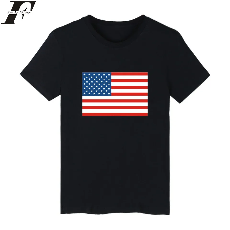 

LUCKYFRIDAYF The United States Flag Short Sleeve White T Shirt Men Russia Tee Shirt Men Cotton Brazil Fashion Tshirt Men Brand