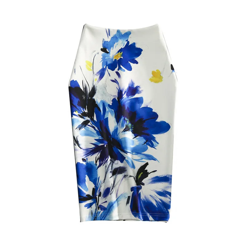 Летняя женская юбка-карандаш с принтом, высокая талия, эластичные облегающие юбки для офиса, леди, длина до колена - Цвет: 92