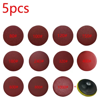 

Wet dry polishing sand plate folding knife sand paper tool accessories 5pcs 125mm red circular polishing disc with Grits 80-1000