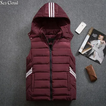 

Free shipping winter plus size men's vest L-9XL male loose cotton striped man vest Outerwear & Coat with Hooded