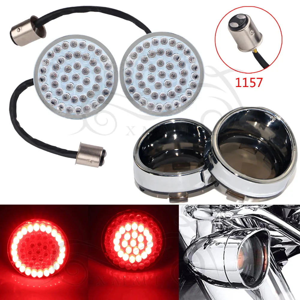 

Bullet 1157 LED Inserts Turn Signal Light Panel Red+Smoke Lens Visor Covers For Harley Touring Sportster Softail Fat Boy