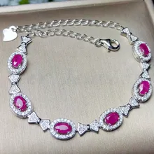 Натуральный рубин браслет цепочка натуральный рубин 925 серебро 0.35ct* шт. 6 шт. драгоценный камень ювелирные украшения# BL18120613