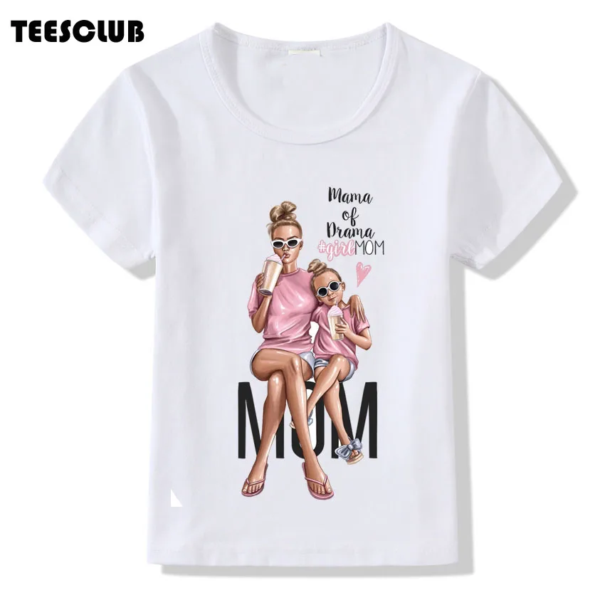 

New Brnad Vogue Mom and Daughter Print T-shirt childern Fashion Summer Tops Kids Short Sleeve Girls T shirt Tumblr Clothing