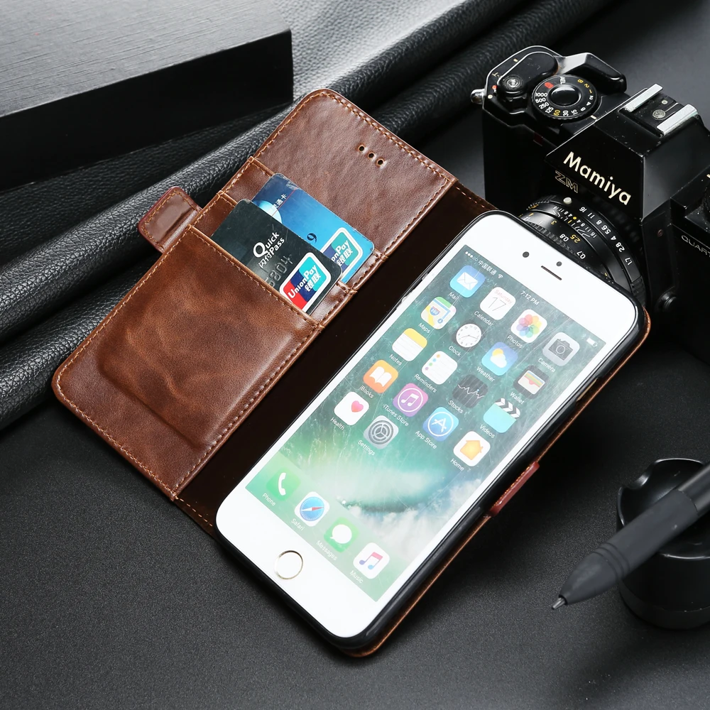 Роскошные телефона Чехлы для iPhone 6 6s 8 7 плюс Ретро Для мужчин флип кожаный