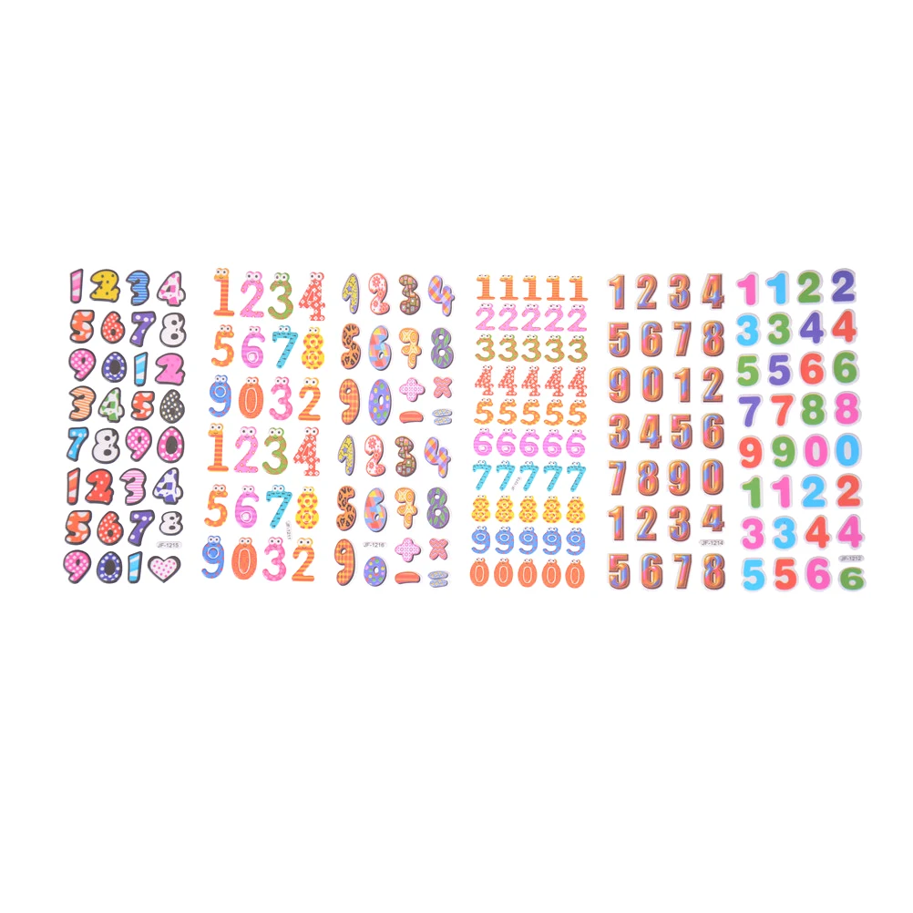 

6 Sheets Cute Numbers Letter Symbol Scrapbooking Bubble Puffy Stickers Emoji Teacher Reward Kids Toy