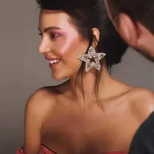 Rongho Hyperbole серьги с хрустальными звездочками для женщин Brincos хип-хоп вечерние серьги femme горный хрусталь ювелирные изделия серьги