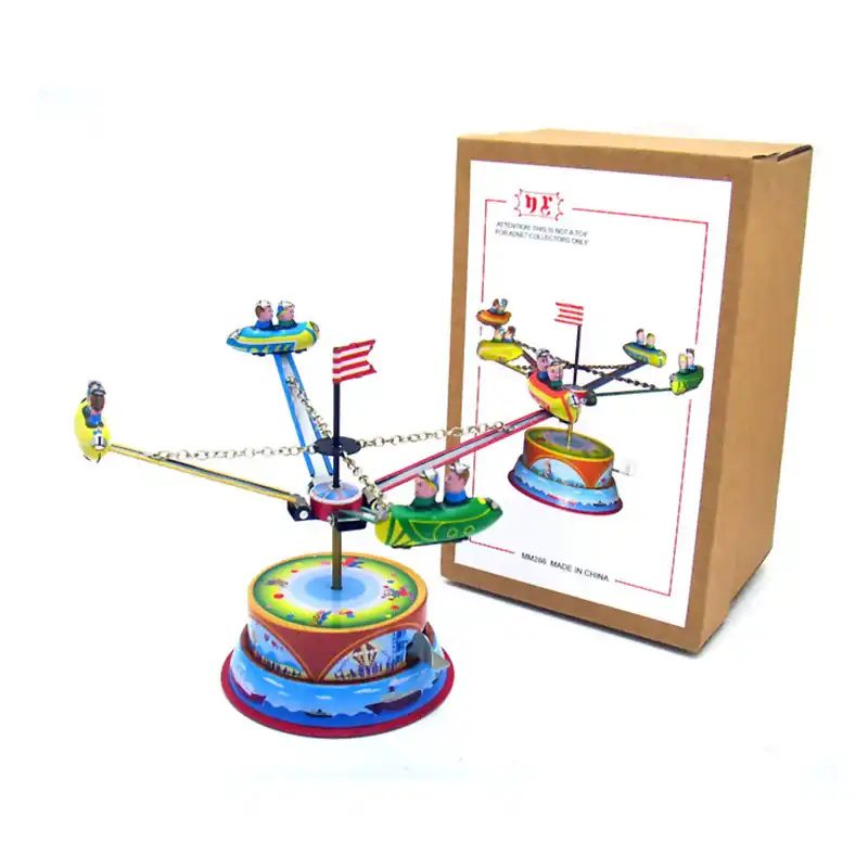 Wind Up Rotating Airplane Carousel Clockwork Tin Toy Retro Toys Hobbies Q