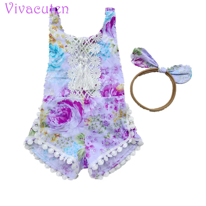 

2017 summer new baby girls vintage floral print cotton bubble rompers newborn infants pink jumpsuits baby girls clothes