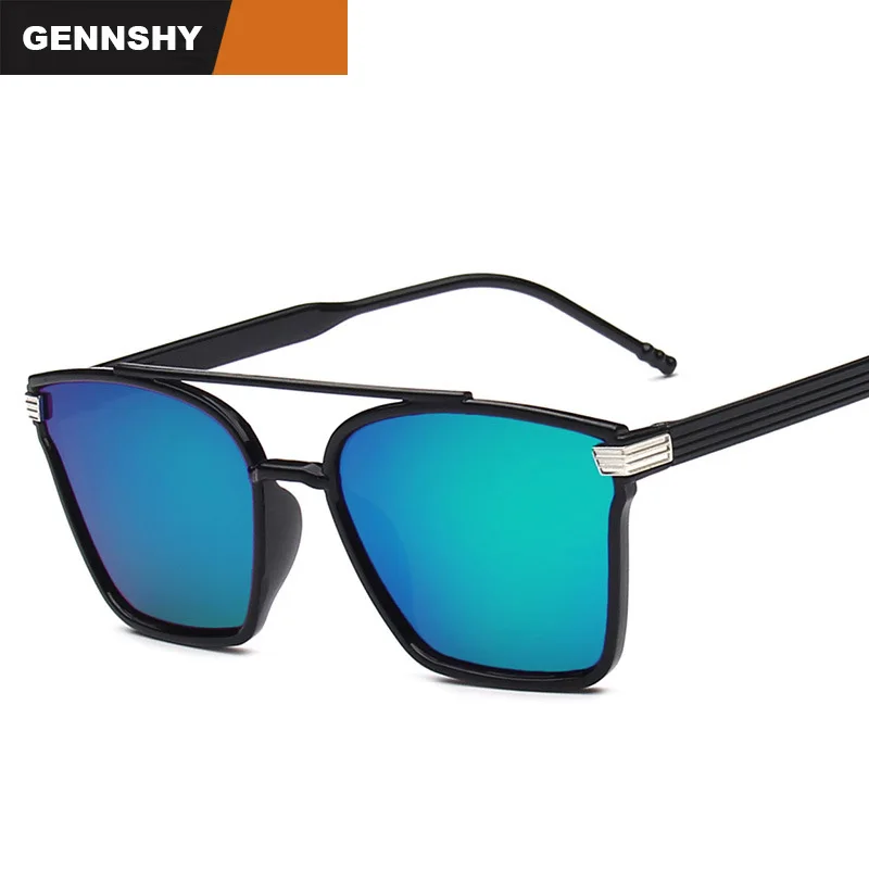 2018 Fashion Square Korean Sunglasses Women Men Oversize Double Bridge
