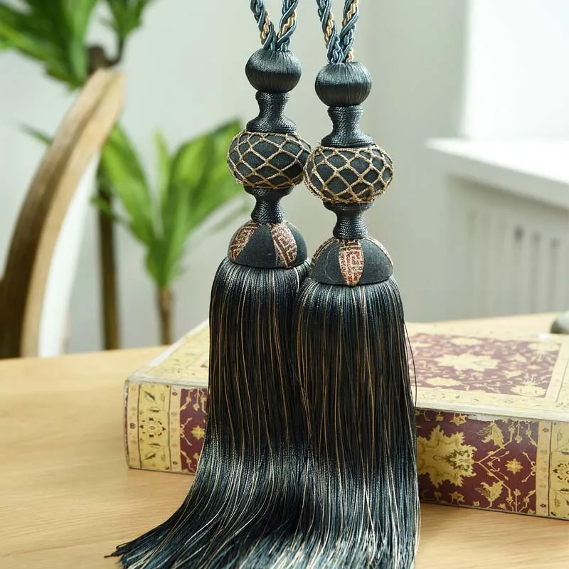 Black Curtain Tie Backs & Tassels Contracted Bind Hanging Tied Rope