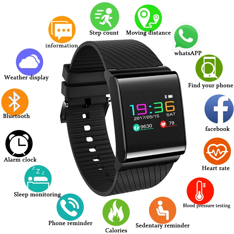 

BANGWEI New Smart Watch Heart Rate Blood Pressure Monitoring Clock Waterproof Bluetooth Wristband Fitness Sports Smart Watch Men