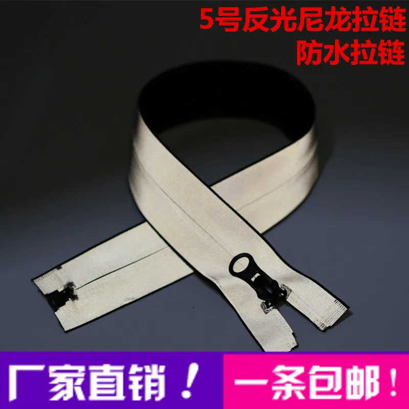 

3 pcs/lot reflective waterproof nylon coil zipper black open end for clothing coat sportswear zip replacement sewing accessories