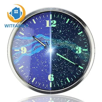 

14 Inches Galaxy Luminous Mute Fashion Sitting Room Bedroom Control LED Display Clock Shi Luminous Wall Clock Bracket